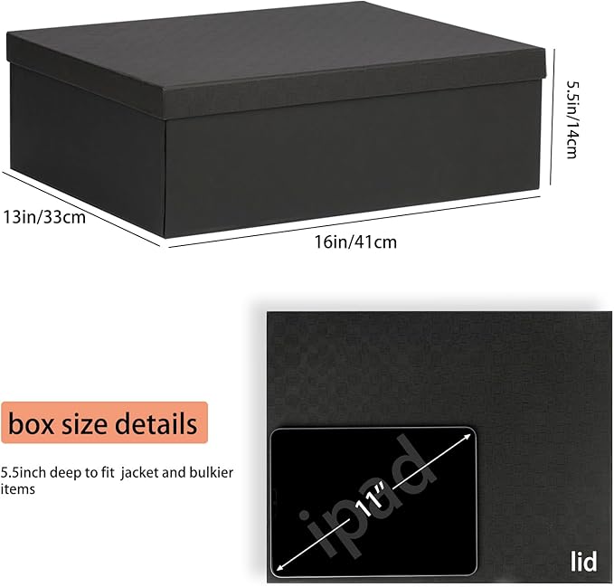 Rinrda Extra Large Gift Box 16.5x13x5.5 inches,Black Gift Boxes with Lids for Presents,Perfect for Birthday,Valentine's Day,Christmas,Anniversaries,Contains Card,Ribbon,Shredded Paper Filler.