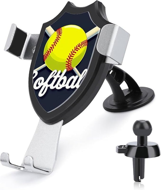 Phone Mount for Car Dashboard Air Vent Windshield Yellow Softball Ball American Fashion Phone Holders