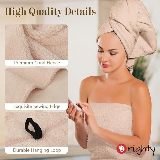 Orighty Microfiber Bath Towels Pack of 4(27'' x 54'') - Soft Feel, Highly Absorbent, Quick Drying for Body, Sport, Yoga, SPA, Fitness - Brown