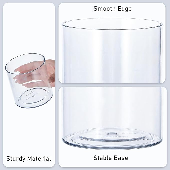 Clear Acrylic Vase for Centerpieces 3.9x3.9 Inch Cylinder Wide Mouth Vase for Flowers, Home Decorative, Office, Wedding Party