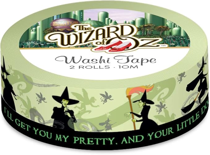Paper House Productions The Wizard of Oz Set of 2 Foil Accent Washi Tape Rolls for Scrapbooking and Crafts - Wicked Witch