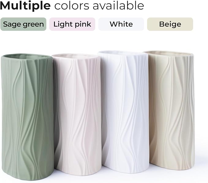 Cute White Flower Vases for Bouquet - Easter Vase - Large Ceramic Vase for Pampas Grass - Home Decor Aesthetic - Jarrones Grandes para Sala Elegantes (White)