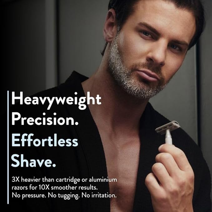 Rockwell Razors 6S Matte Stainless Steel Safety Razor. Adjustable Single Blade Razor With 6 Shave Settings and 5 Recyclable Blades. Custom Shaves For Men and Women. Reduces Razor Burn and Irritation.