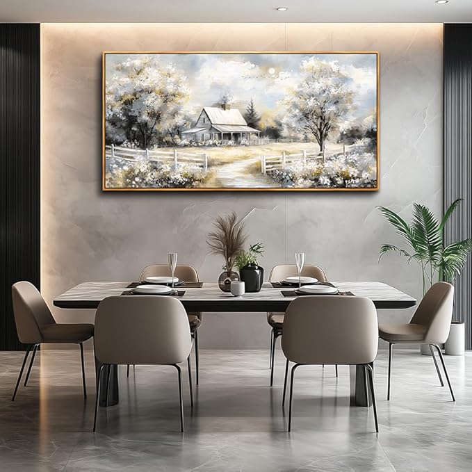 QIYILEXWART Canvas Wall Art For Living Room Large Wall Decor For Office Bedroom Decorations Forest Cabin Landscape Pictures Farmhouse Painting Artwork Room Wall Mural Aesthetic Home Decor 30x60 In