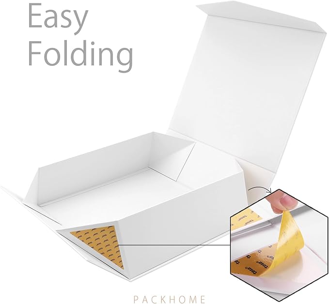 PACKHOME 17x14.5x5.5 Inches, 3 Extra Large Gift Boxes with Lids, Magnetic Closure Boxes for Clothes and Large Gifts (Matte White with Grain Texture)