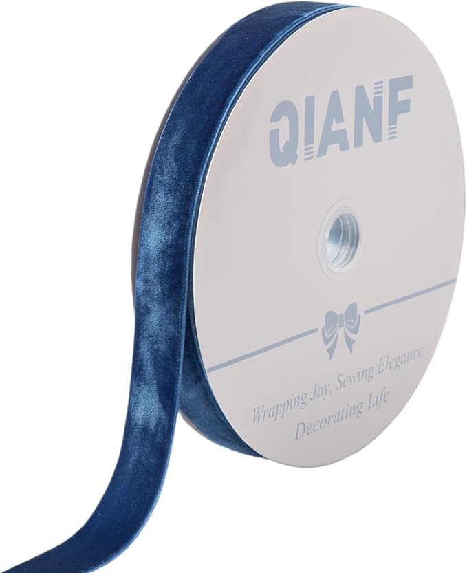 Vintage Sapphire Blue Velvet Ribbon, 1 Inch X 25Yd