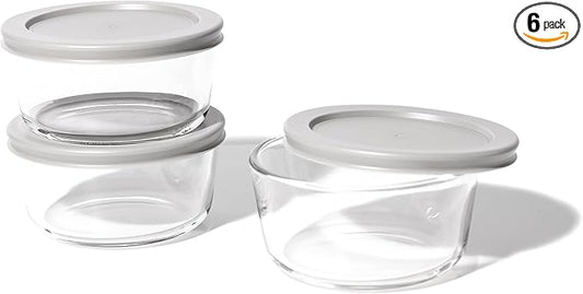 DURA LIVING 6-Piece Glass Food Storage Containers Set (3 Containers + 3 BPA-Free Lids) | 2-Cup, Leakproof | Microwave, Freezer, Oven & Dishwasher Safe | Ideal for Meal Prep & Pantry Organization