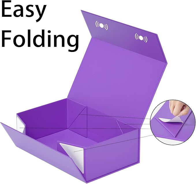 Purple Gift Box, 9.5x6x3'' Gift box for Presents with Lids Magnetic Closure Rectangle Collapsible for Bridesmaid Proposal Box, Wedding, Christmas, Halloween, Birthday Gift Packging