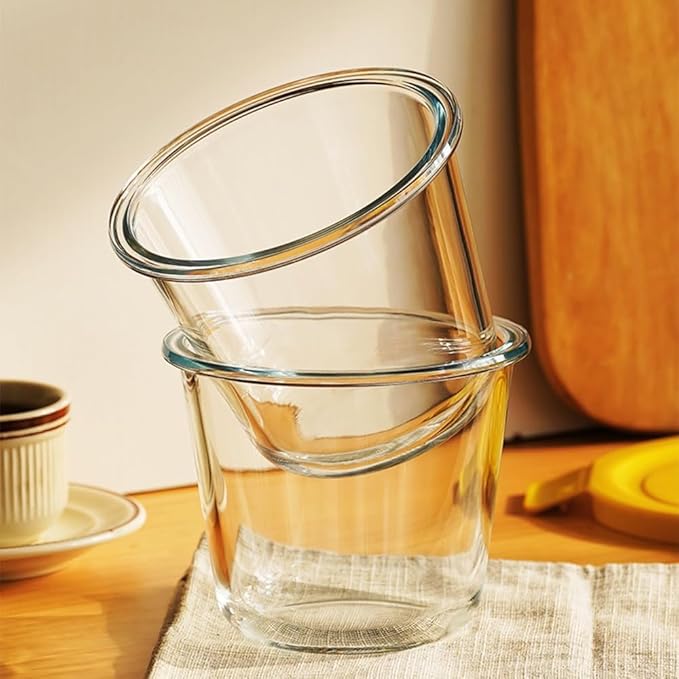 24 Oz Round Glass Food Storage Container, 3 Cup Round Glass Soup Container with Airtight Lids BPA free, Leak proof Borosilicate Storage bowls, Dishwasher Microwave Freezer Safe (2 Pack)