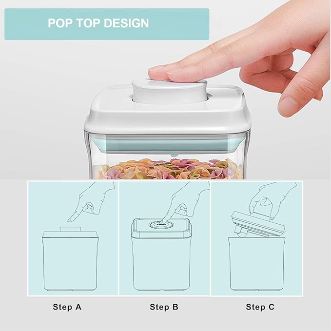 Airtight Food Storage Container Pop Containers With Lids, Bpa Free for Spaghetti Cereal Flour Rice Kitchen Organizer (rectangle 520ml / 0.52qt)