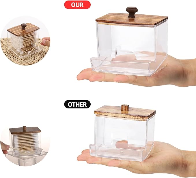Tbestmax 10oz Qtip Holder Dispenser Big Clear Bathroom Container for Cotton Ball, Cotton Swabs, Floss - Bathroom Organizer Accessories for Storage