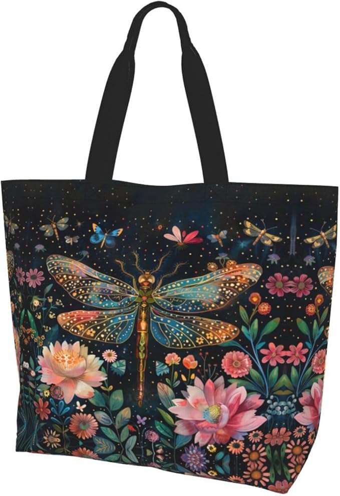 Tote Bag Shoulder Bags for Women Grocery Shopping Bag Reusable Bags Boho-Red Paisley 1