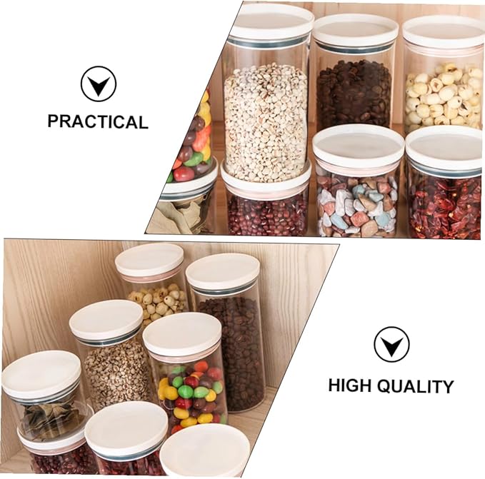 4pcs Plastic Sealed Canisters with Airtight Lids for Kitchen Food Storage Transparent Containers for Coarse Cereals Grains and Snacks Pantry Organizers