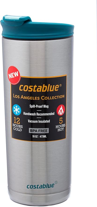 Travel Coffee Mug - 16 Oz. Stainless Steel Insulated Coffee Mug, Leak Proof Tumbler w/Dishwasher Safe Lid, Double Wall Travel Coffee Cup, Reusable Insulated Tumbler for Hot & Cold Beverages