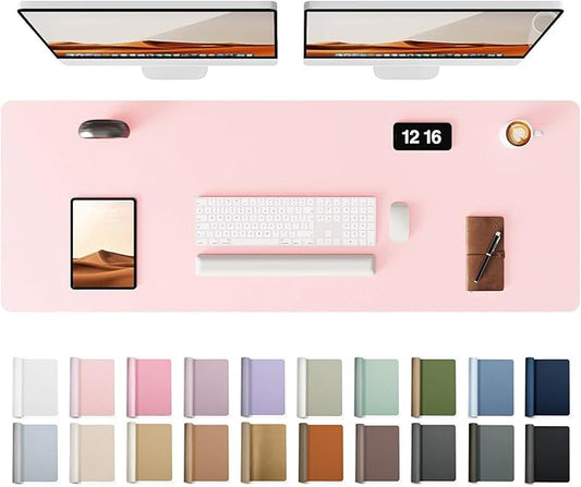 YSAGi Leather Desk Pad Protector, Office Desk Mat, Large Mouse Pad, Non-Slip PU Leather Desk Blotter, Laptop Desk Pad, Waterproof Desk Writing Pad for Office and Home (Light Pink, 47" x 17")