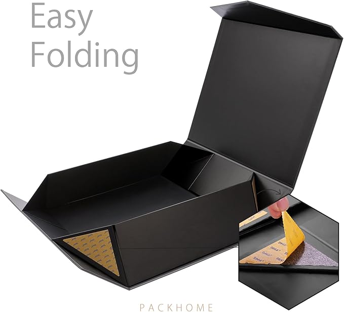 PACKHOME 17x14.5x5.5 Inches, Extra Large Gift Box with Lid, Magnetic Closure Box for Clothes and Large Gifts (Matte Black with Grain Texture)
