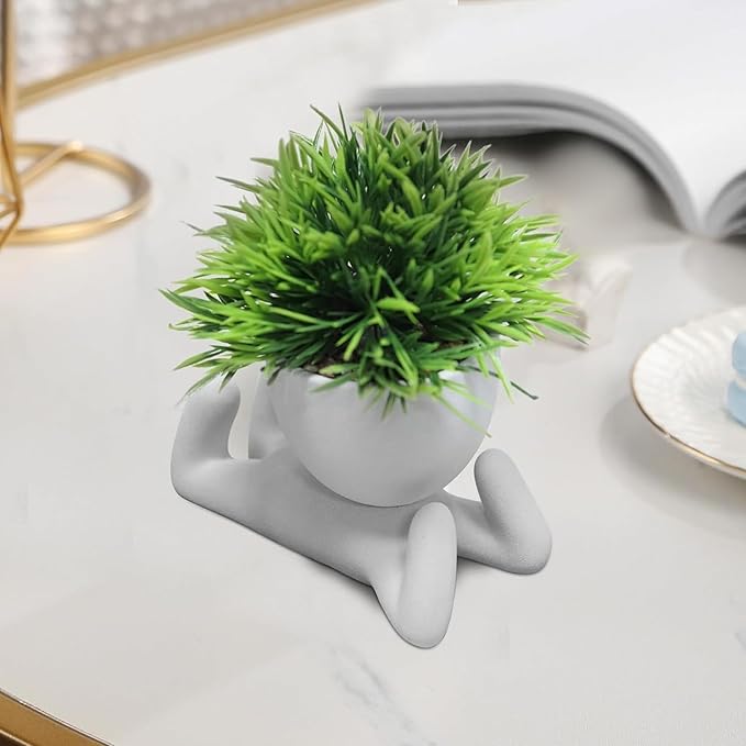 Zerzsy Faux Succulents in Cement Pots Potted Mini Fake Plants for Desk Decoration,Kitchen Shelf Decor, Office Decor for Women, Bathroom Shelf PlantDecor -Set of 1