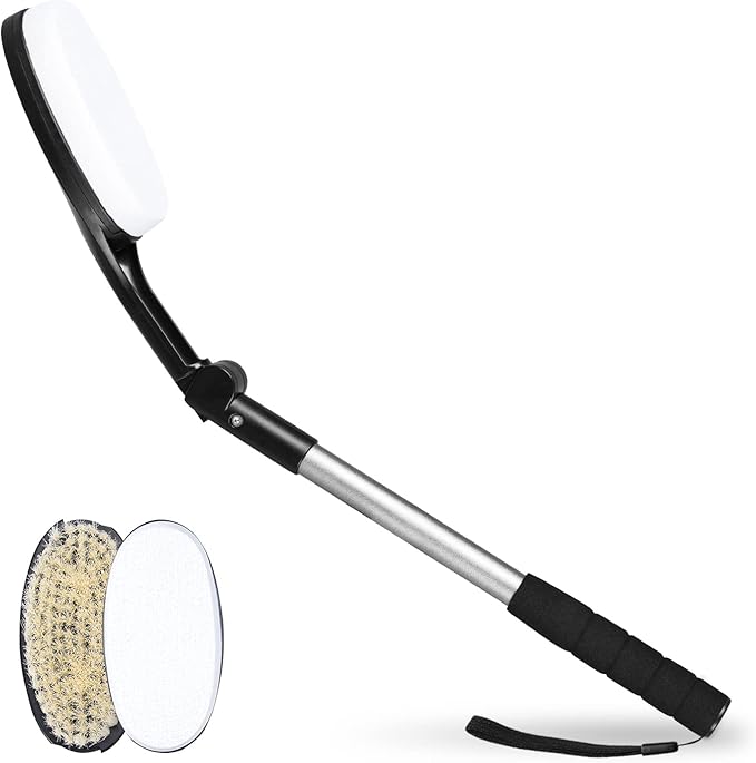 EASACE Body Brush for Back,Lotion Applicator, Long Handle Bath Brush for Showering, Adjustable Head Back Scrubber, Shower Brush with Soft Bristles for Wet or Dry