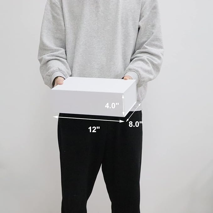 4 Pack 12x8x4 Inches Gift Boxes with Magnetic Closure Lids, White Magnetic Box for Wedding, Groomsmen Bridesmaid Proposal, Birthdays, Mother's Day