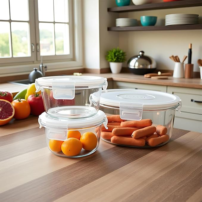 Glass Food Storage Containers Round Soup Container with Airtight Lids, food storage containers for soup (glass soup storage containers with lids)