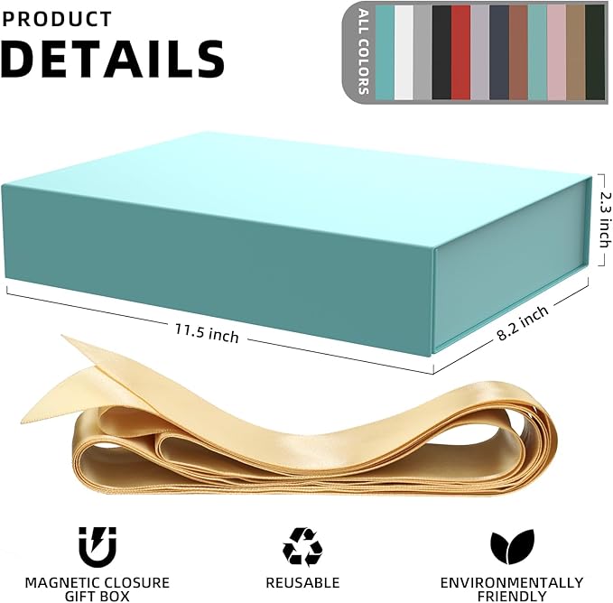MOZRRO Gift Box 11.5 x 8.2 x 2.3 In Gift Boxes for Presents Magnetic Closure, Gift Boxes with Lids for Presents Birthday Luxury Jewelry T-shirts Gloves Scarves Books Clothes Gift Wrap - TF