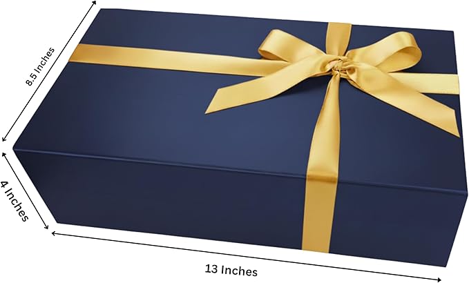 CECOBOX - Gift Boxes with Lids for Presents 13"x8.5"x4" - Matte, Collapsible Magnetic Closure Gift Box - Groomsmen & Bridesmaid Proposal Boxes, Wedding, PR, Birthdays, Holidays (Navy)