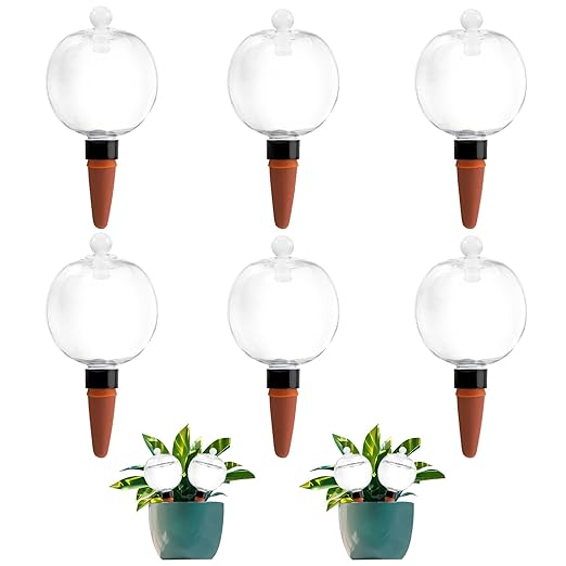 6 Pack Plant Watering Globes with Covers 17oz Self Watering Planter Insert Indoor/Outdoor Plant Watering Devices for Automatic Drip Irrigation