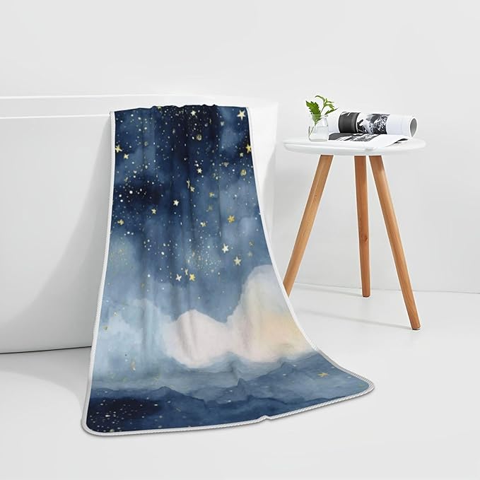 Night Sky Quick Dry Microfiber Towel, Ultra Absorbent & Soft Coral Fleece Bath Towels for Body, Hair, Gym, Yoga, Spa & Travel - Lightweight & Fast Drying Multipurpose Towel (27"X55"