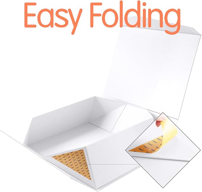 19.2x15.8x7 Inches, Extra Large Gift Box with Lid, Bridesmaid Proposal Box with Magnetic Closure, Giant Gift Box for Clothes and Large Gifts (Glossy White)