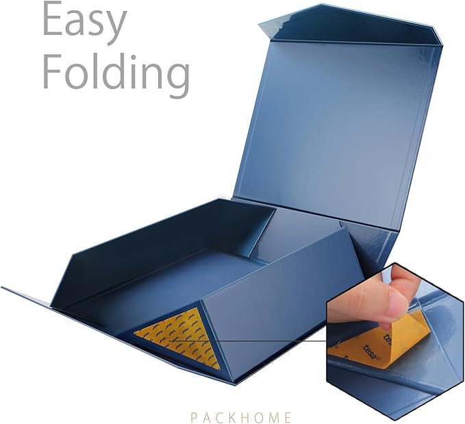 PACKHOME 17x14.5x5.5 Inches, Extra Large Gift Box with Lid, Magnetic Closure Box for Clothes and Large Gifts (Glossy Blue)