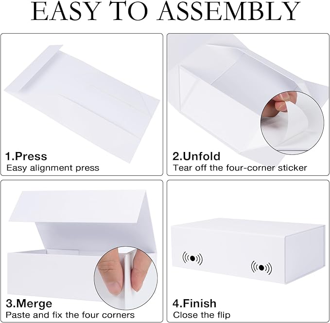 White Gift Box with Magnetic Lids 13.8x8.3x4.4 in, Large Bridesmaid Groomsman Proposal Boxes 5 Pack, Collapsible Rectangle Storage Box