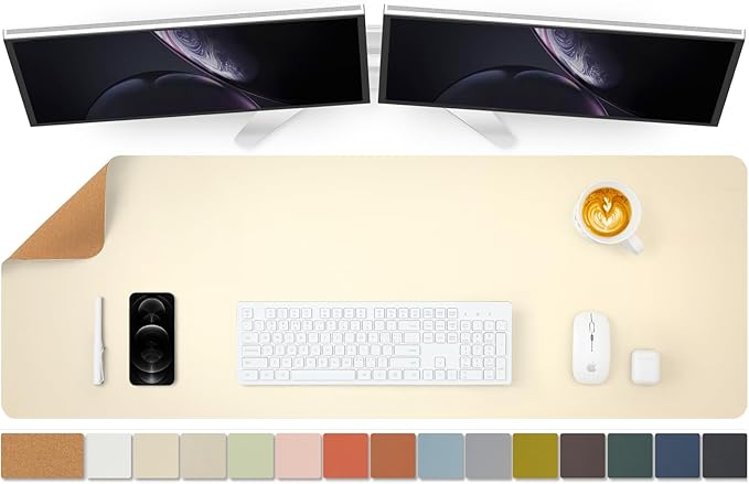 Large Cork Desk Mat - 47.2"x 17" Desk Pad for Office and Home - Ideal for Large Mouse Pad and Desk Mats on Top of Desks(Beige)