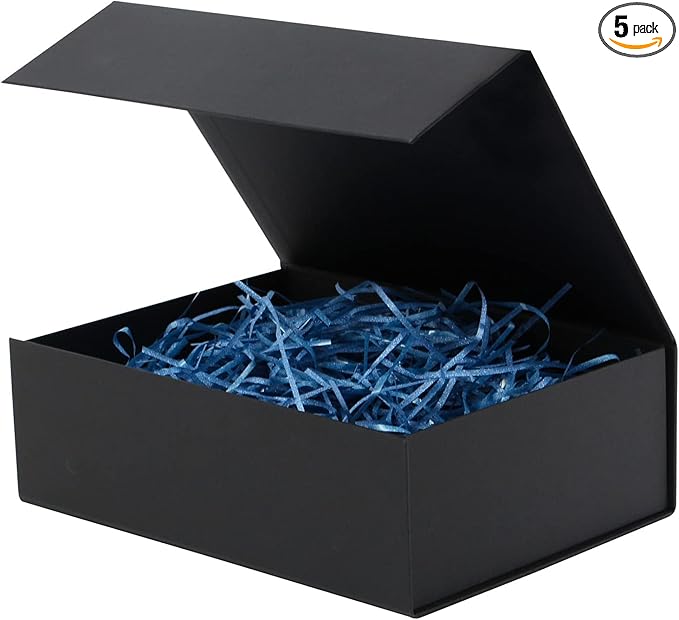 5 Pack of Gift Box,7.8x7x3.1 Inches Gift Boxes with Lids,Black Gift Box for Valentines Day,Magnetic Closure Gift Boxes for Presents,Birthday Christmas,Thanksgiving Day