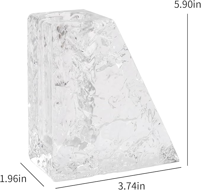 Crystal Flower Vase with Glacial Texture, Clear, Handcrafted Centerpiece for Wedding, Home Decor, Table Display