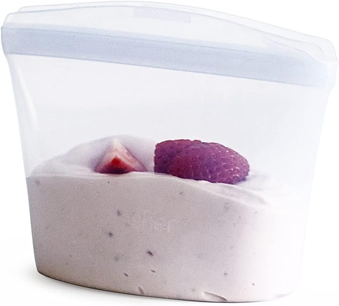 Stasher Premium Silicone Reusable Food Storage Bowl, Clear, Microwave, Sous Vide, Dishwasher, Oven and Freezer Safe, BPA Free, Leak-free, Eco-friendly, 1-Cup Bowl