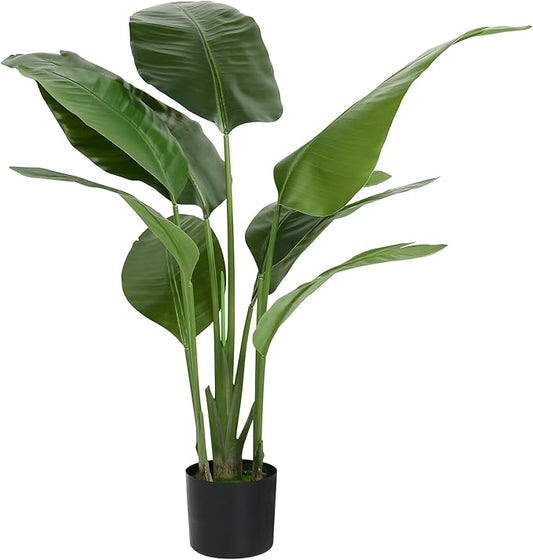 Artificial Bird of Paradise Plant Fake Tropical Palm Tree for Indoor Outdoor, Perfect Faux Plants for Home Garden Office Store Decoration (H 120cm)