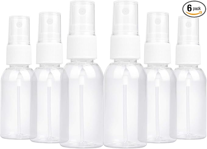 TRENDBOX 6 Pack Empty Transparent Plastic Fine Mist Spray Bottle 30 ml (1 oz)