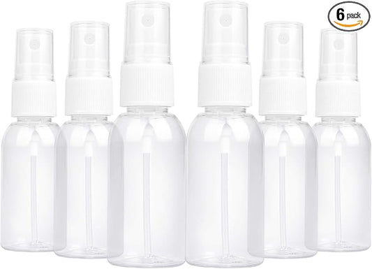 TRENDBOX 6 Pack Empty Transparent Plastic Fine Mist Spray Bottle 30 ml (1 oz)