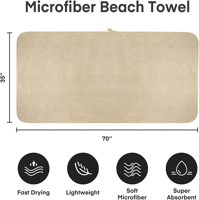 JML Luxury Hotel & SPA Jumbo Bath Towels (2 Pack, 35"x70") - 350GSM High-Density Fleece Sheet Towel Sets - Super Soft and Absorbent, Lint Free, Fade Resistant Oversized Bath Sheet, Camel