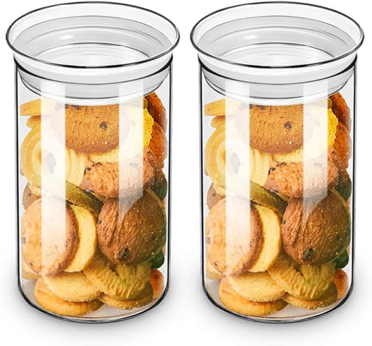 ZENS 37oz Glass Jars Set of 2, Clear Glass Kitchen Canisters with Airtight Lids, Wide Mouth Glass Storage Containers for Cereal, Coffee Beans, Loose Tea