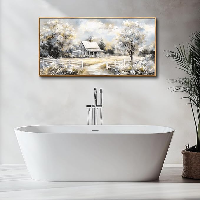 QIYILEXWART Canvas Wall Art For Living Room Wall Decor For Bedroom Office Wall Decoration Forest Cabin Landscape Painting Farmhouse Pictures Artwork Room Aesthetic Home Decor 20x40 In