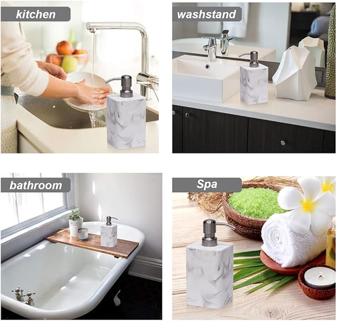 Soap Dispenser 2 Pack, 15 Oz Soap Dispenser with Brushed Nickel Pump.Refillable Hand Soap Dispenser for Bathroom Countertop & Kitchen Home Decor-White