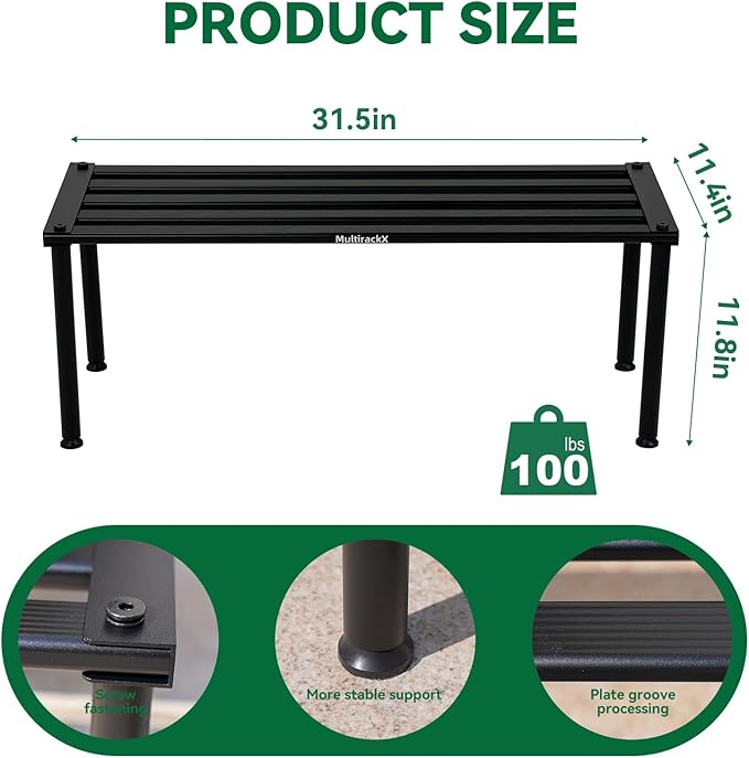 Metal Plant Stand, Rust-proof Aluminum Display Rack, Plants Display Stands Decoration Racks for Living Room Garden Balcony Patio (Black, 31.5Inch Tall)