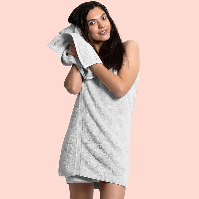 Chakir Turkish Linens 100% Cotton Premium Turkish Towels for Bathroom, 2 Large Bath Towels, 2 Hand Towels, 2 Washcloths (6-Piece Towel Set, Silver)