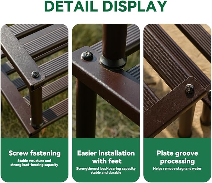 Metal Plant Stand, Rust-proof Aluminum Display Rack, Plants Display Stands Decoration Racks for Living Room Garden Balcony Patio (Ebony, 42.5Inch Tall Leg)