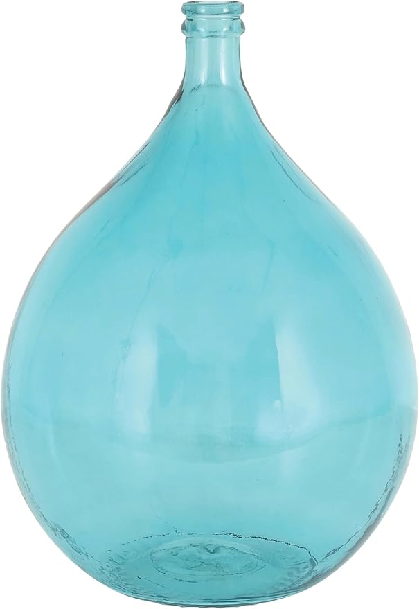Deco 79 Glass Decorative Vase Spanish Centerpiece Vase, Flower Vase for Home Decoration 15" x 15" x 22", Teal