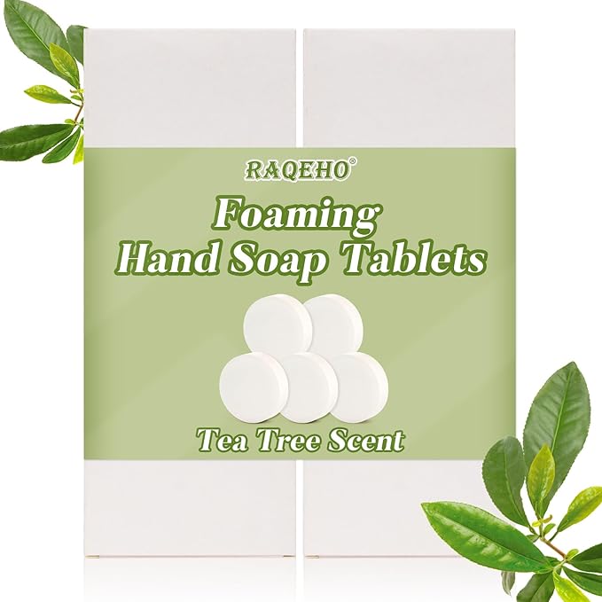 20 Foaming Hand Soap Tablets - Faster Dissolving Foam Soap Refills Tea Tree Fragrance Hand Wash Tablets Hand Wash Refill Portable Hand Soap Refill for Kitchen Home Hotel