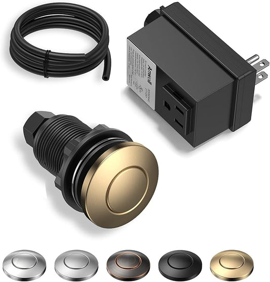 Garbage Disposal Air Switch Kit - UL Listed Wireless Sink Top Button, Champagne Bronze Finish, Compatible with Delta Faucet Champagne Bronze, Universal Design for All Garbage Disposals