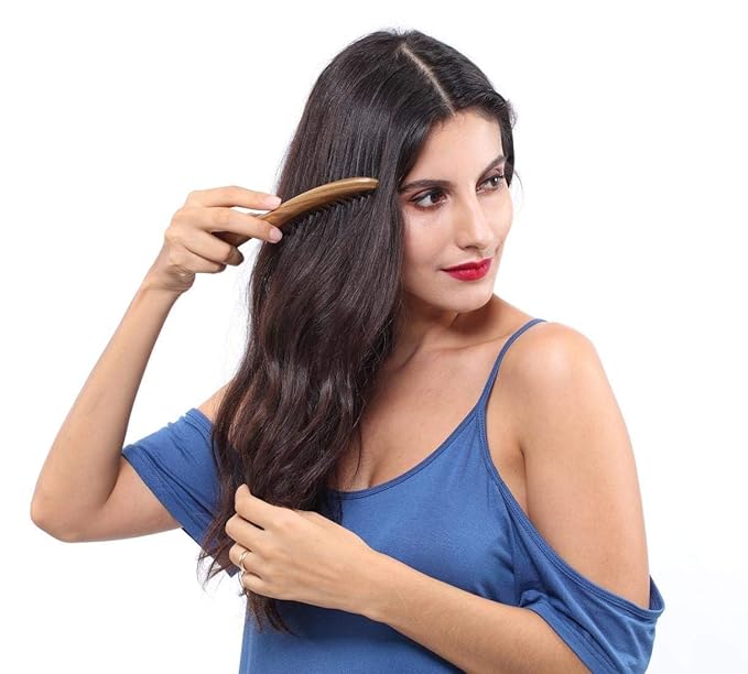 TECHSUPREME Handmade Rosewood Comb for Men & Women | Natural Wooden Hair Comb | Anti-Static & Scalp-Friendly | Wide & Fine Tooth Comb for Hair Growth & Frizz-Free Styling (PreBinaComb)