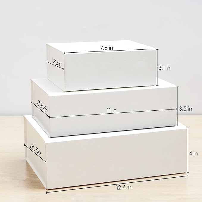 Rsgift 5 Pack of White Gift box,7.8x7x3.1 Gift Packaging Gift Boxes for Valentines Day Flower Gift Boxes for Presents Birthday Christmas,Thanksgiving Day